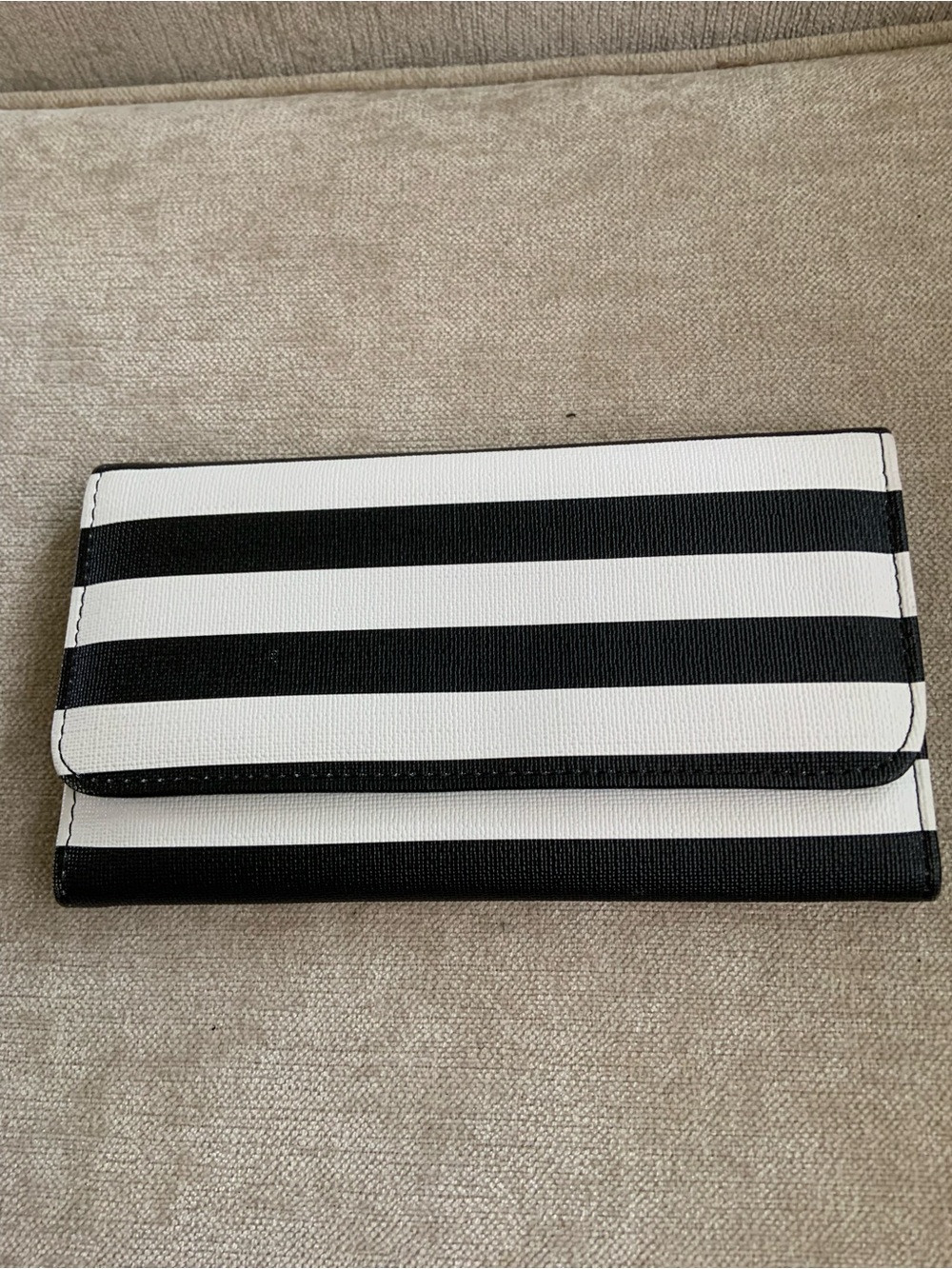 Kut from the Kloth Black and White Striped Flap Wallet